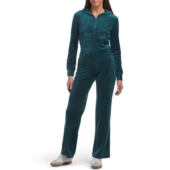JUICY COUTURE Velour OG Booty Bling Tracksuit Set Sz Large Velvet Green Y2K 90s